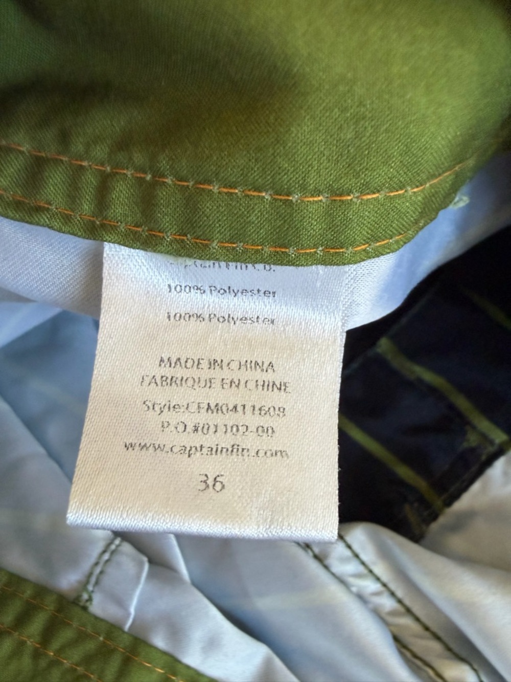 Captain Fin Time Warp Striped Board Shorts Navy Olive Green  Drawstring Size 36 - Picture 7 of 10